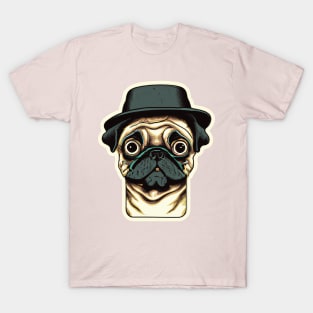 Mops mit Hut Dog Lover Retro T-Shirt